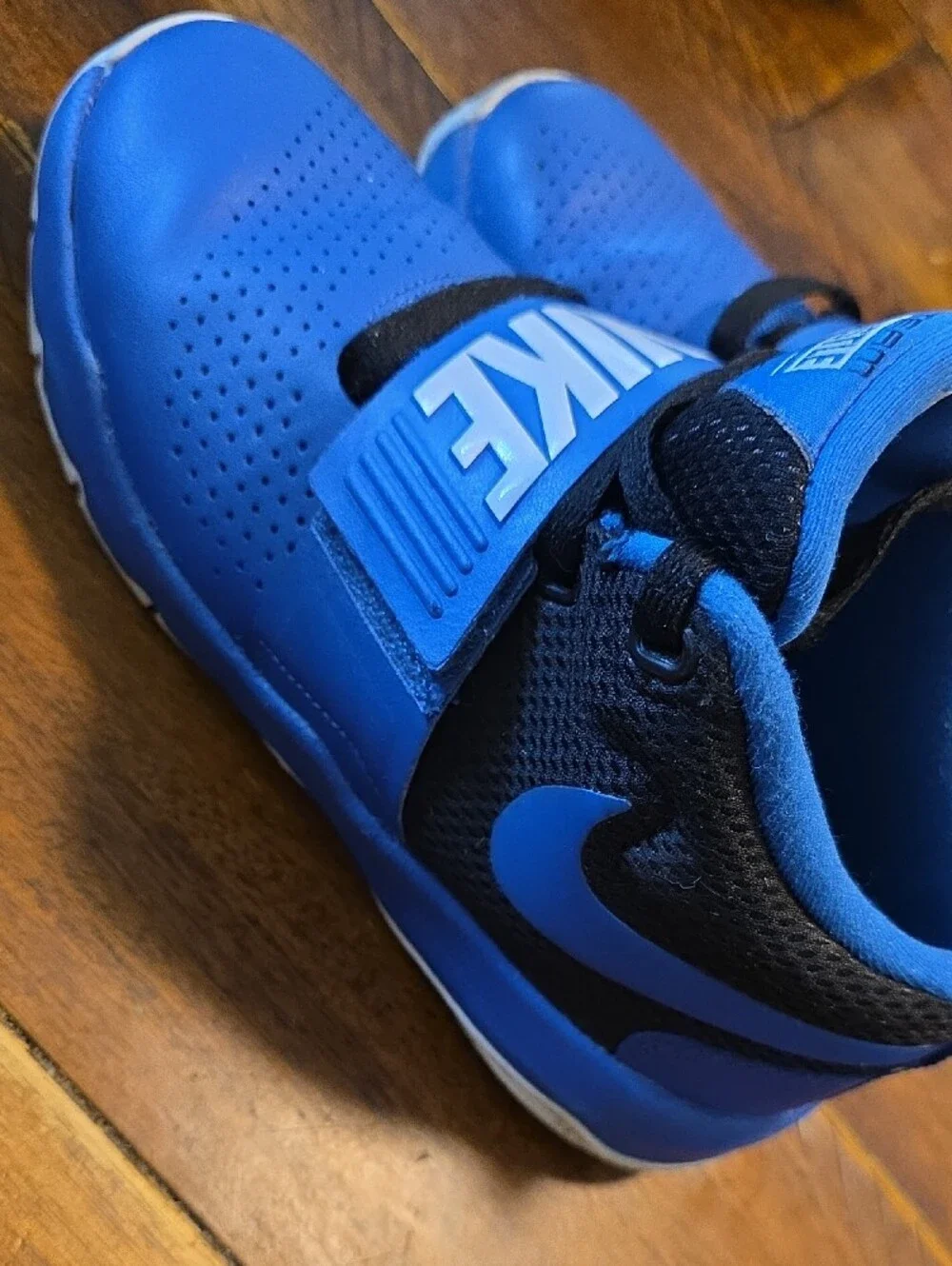 Nike Kids Blue 'Team Hustle' Strap Sneakers